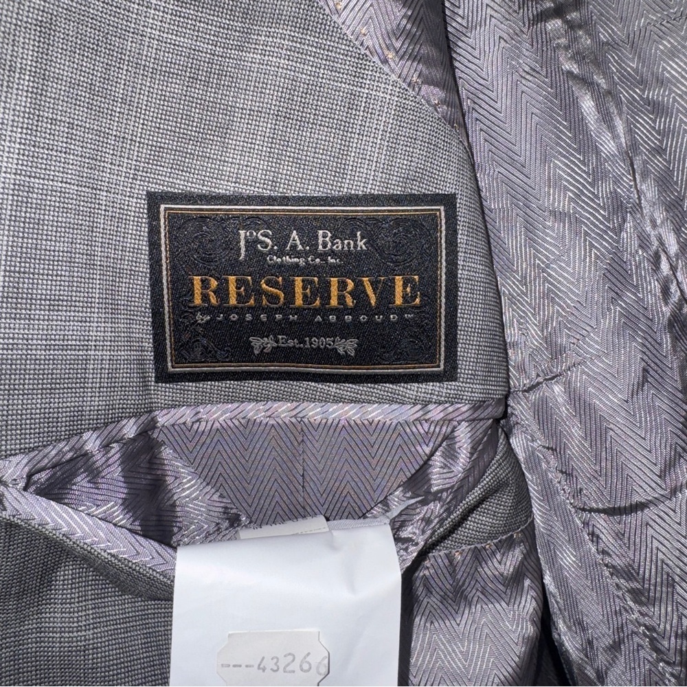 🧥 Jos. A. Bank Reserve 100% Wool Gray Plaid Blazer | Size 50R - Picture 3 of 5